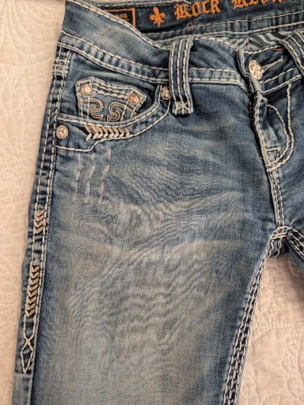 Rock Revival Jacklyn Straight Leg Jeans Women's Size 25 Factory Distressed